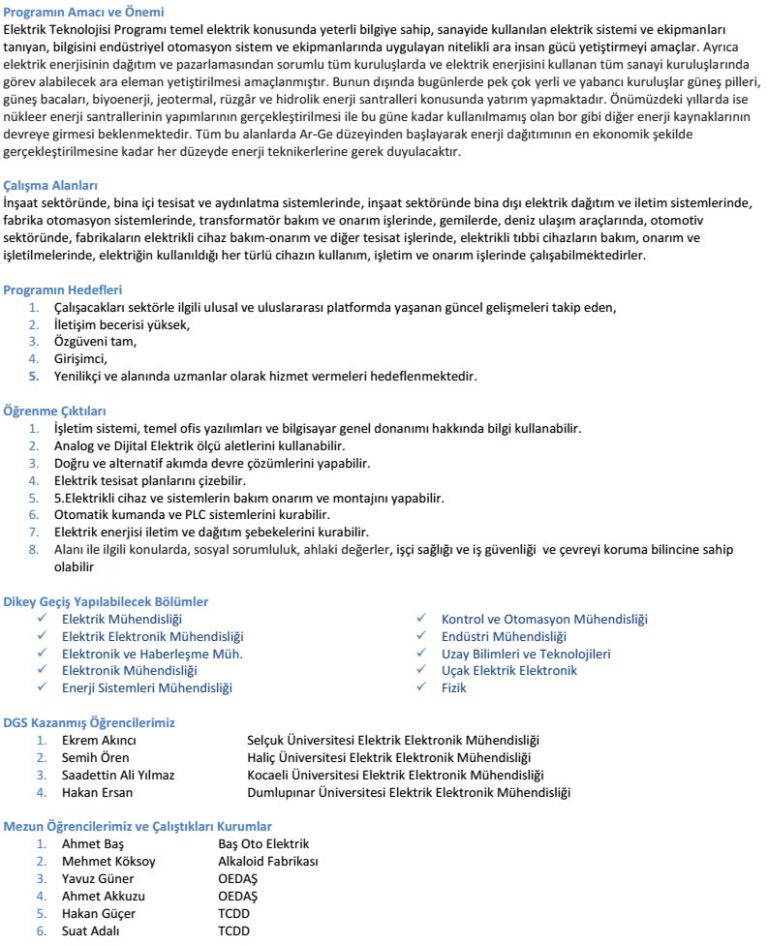 Elektrik Bolvadin Meslek Yüksekokulu